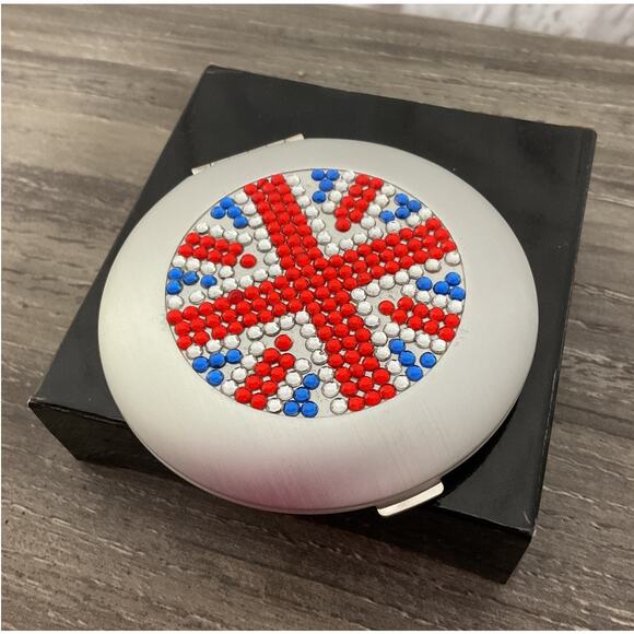 NWT Graham Webb Mirror Compact Silver Rhinestone Flag - Picture 4 of 6